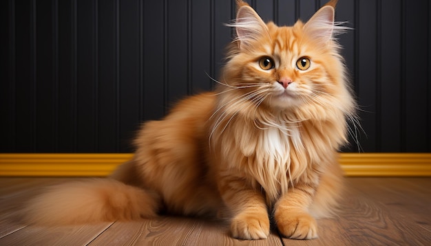 Free photo cute kitten sitting looking at camera playful with fluffy fur generated by artificial intelligence