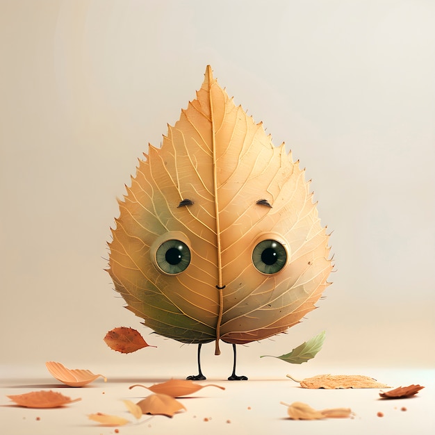 Free photo cute leaf cartoon illustration