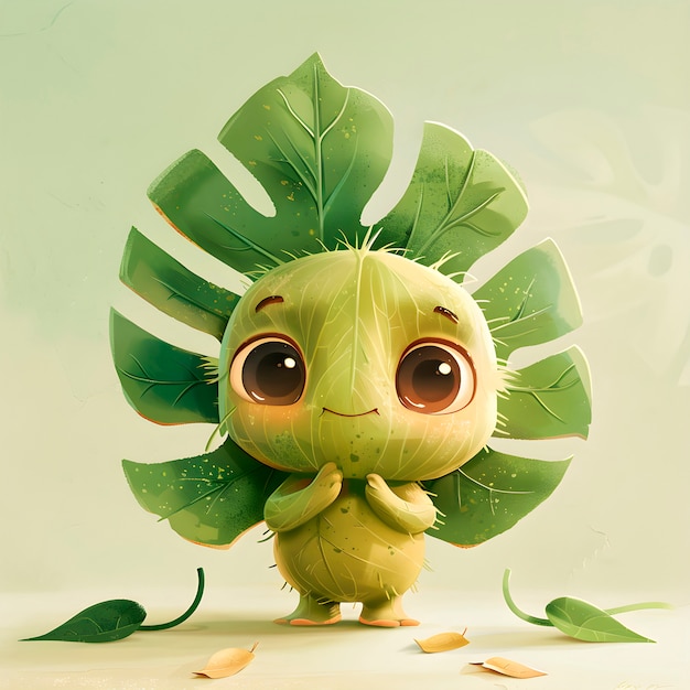 Free photo cute leaf cartoon illustration