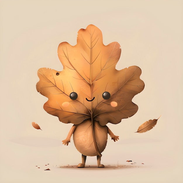 Free photo cute leaf cartoon illustration