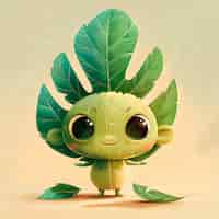 Free photo cute leaf cartoon illustration