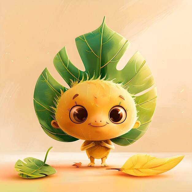 Cute leaf cartoon illustration