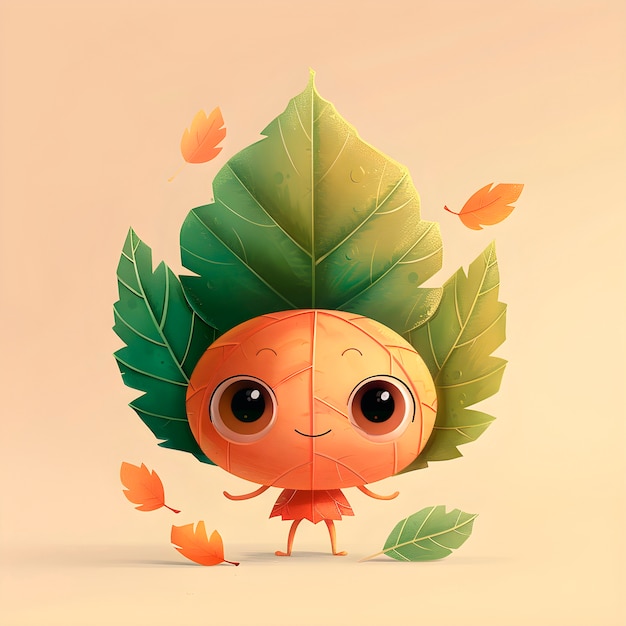 Free photo cute leaf cartoon illustration