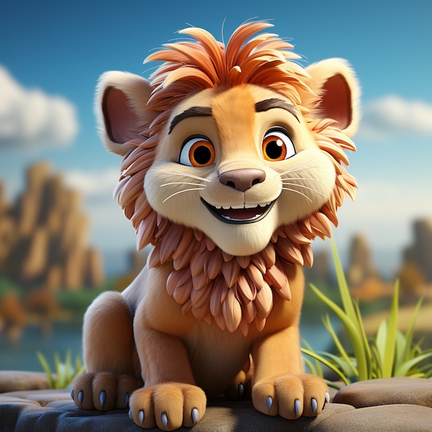 Free photo cute lion in nature outdoors