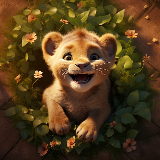 Cute lion in nature outdoors