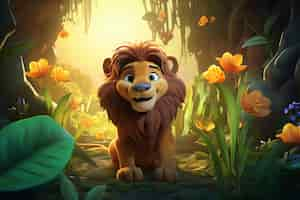 Free photo cute lion in nature