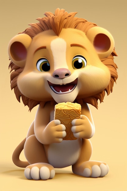 Free photo cute lion posing in studio