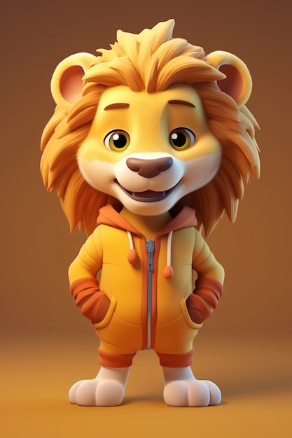 Cute lion posing in studio