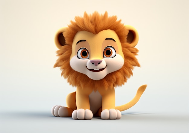 Cute lion posing in studio