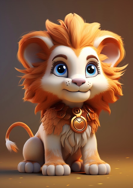 Cute lion posing in studio