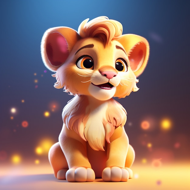 Free photo cute  lion in studio