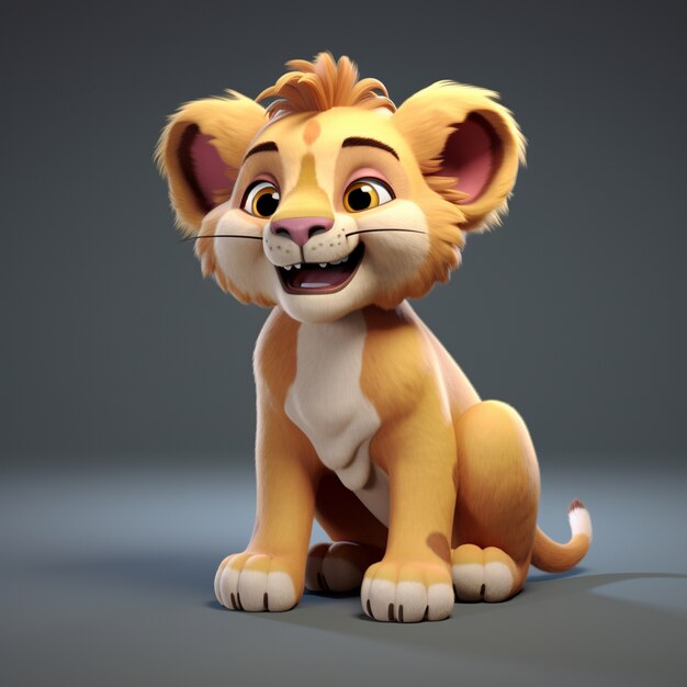 Free photo cute  lion in studio