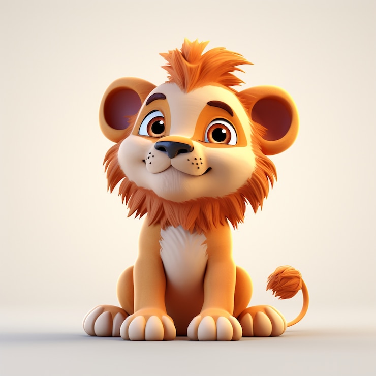 Free Photo cute  lion in studio