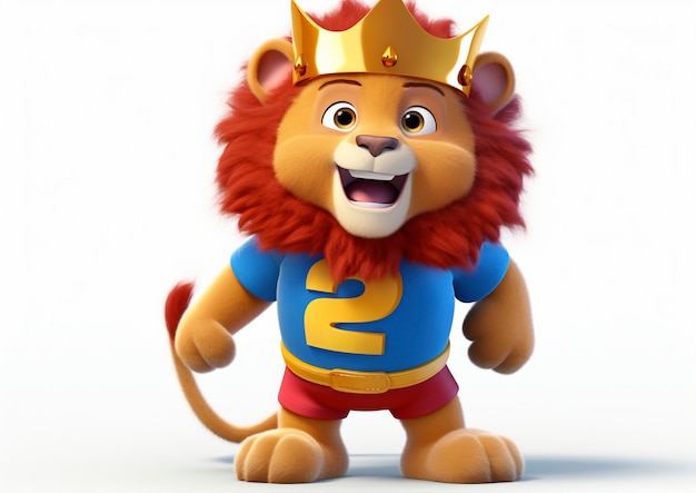 Free photo cute lion wearing crown