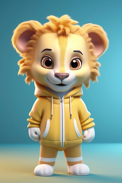 Cute lion wearing sporty outfit