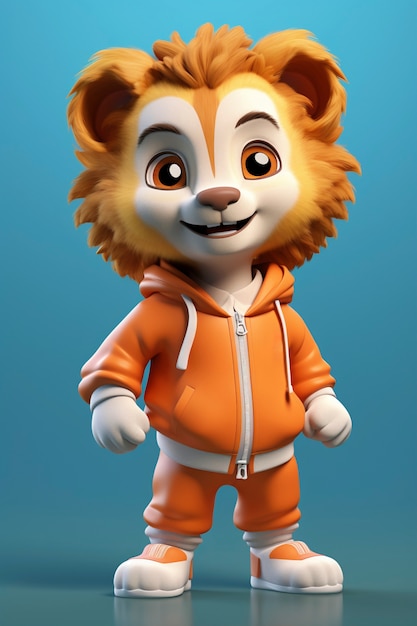 Cute lion wearing sporty outfit