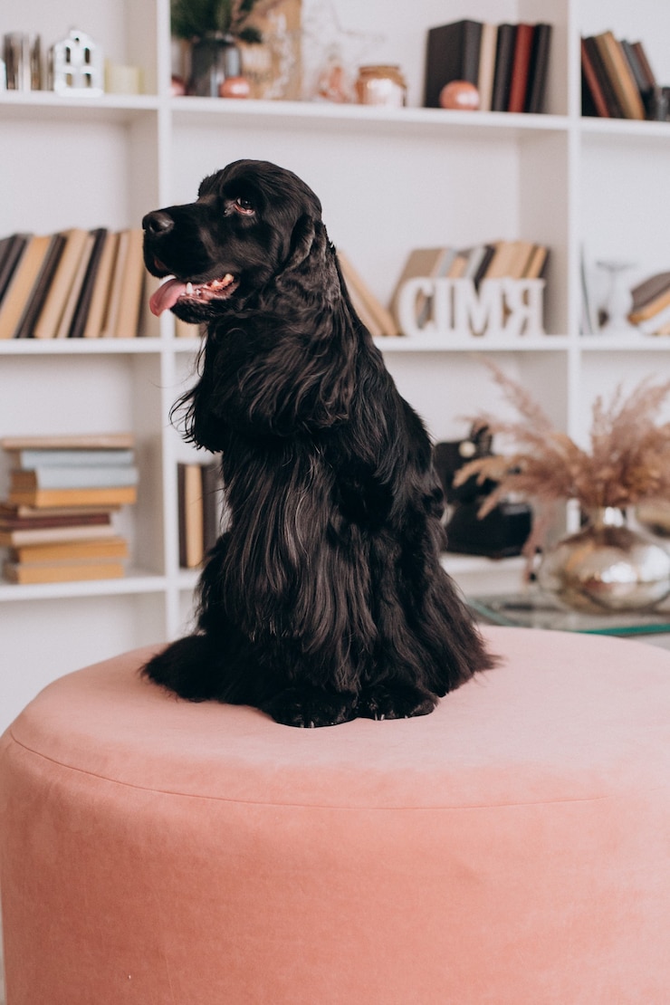 Free Photo cute little black cocker spaniel