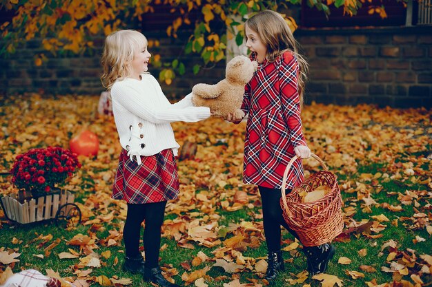 Free photo cute little girl in a autumn park