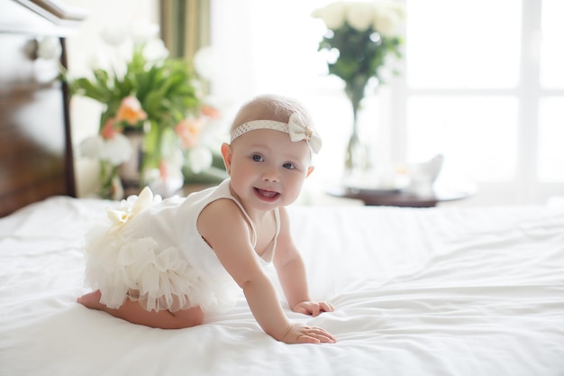 cute little girl at home