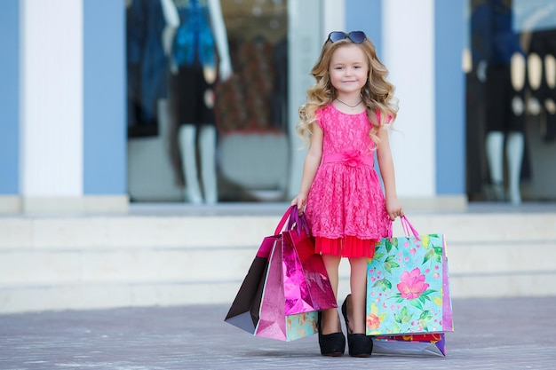 cute little girl shopping