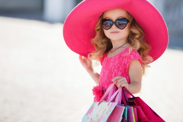 cute little girl shopping