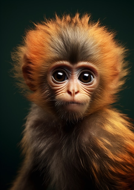 스튜디오에 있는 귀여운 작은 원숭이