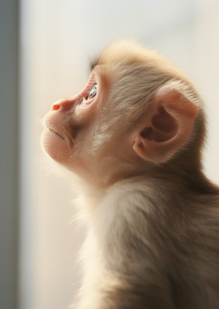 Cute little monkey in studio