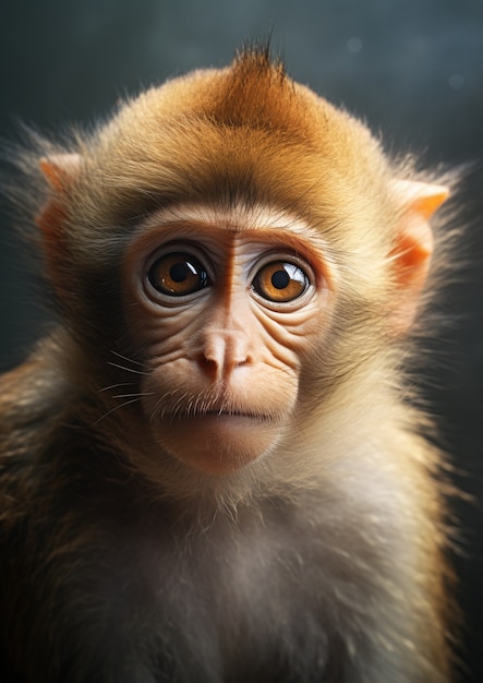 Free photo cute little monkey in studio