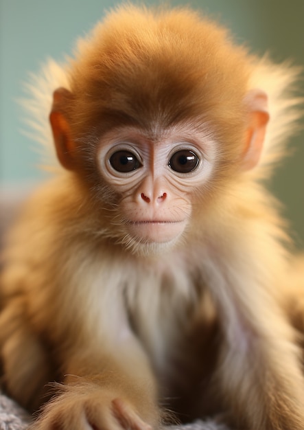 스튜디오에 있는 귀여운 작은 원숭이