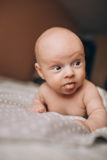 Free photo cute little newborn baby boy