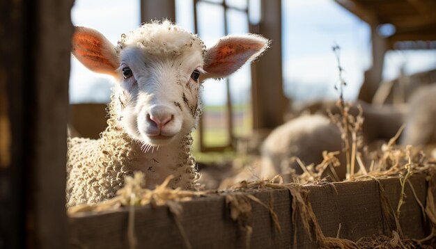 Free photo cute livestock grazing on a rural farm in summer generated by artificial intelligence