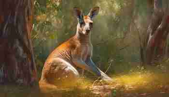 Free photo cute marsupial deer looking at camera outdoors generated by ai