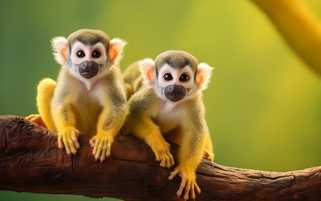 Cute monkeys on branch