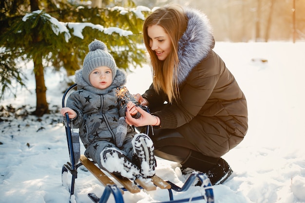 Cute mother with little son