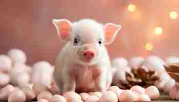 Free photo cute piglet looking for food on a small farm generated by artificial intelligence