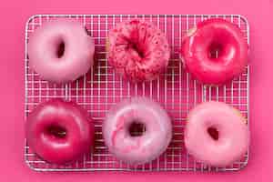 무료 사진 귀여운 핑크 도넛 평면도