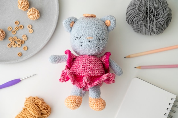 Free photo cute plush toy made from crochet