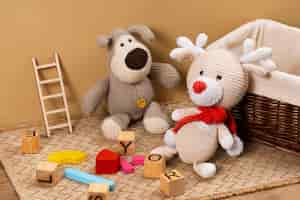 Free photo cute plush toys arrangement