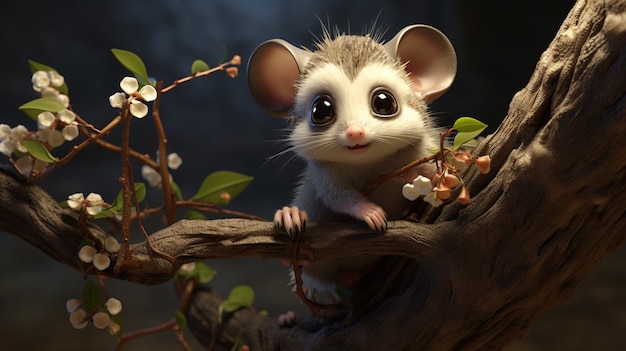 Foto gratuita carino opossum in natura