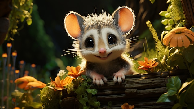 Cute possum in nature