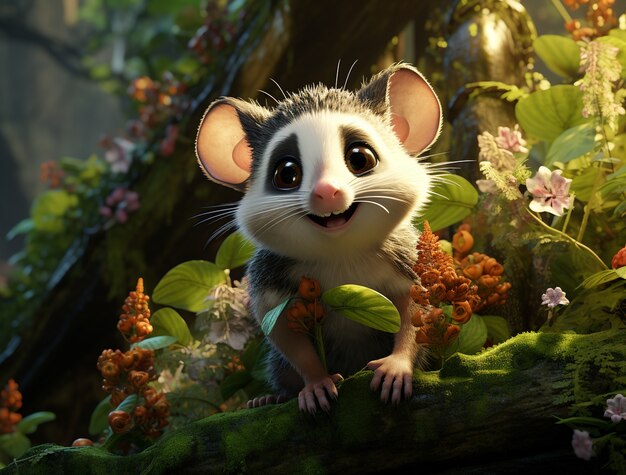 Cute possum in nature