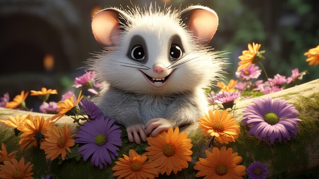 Cute possum outdoors
