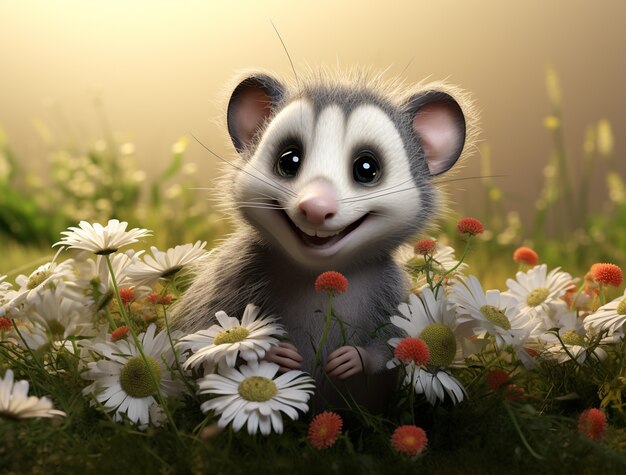 Cute possum outdoors