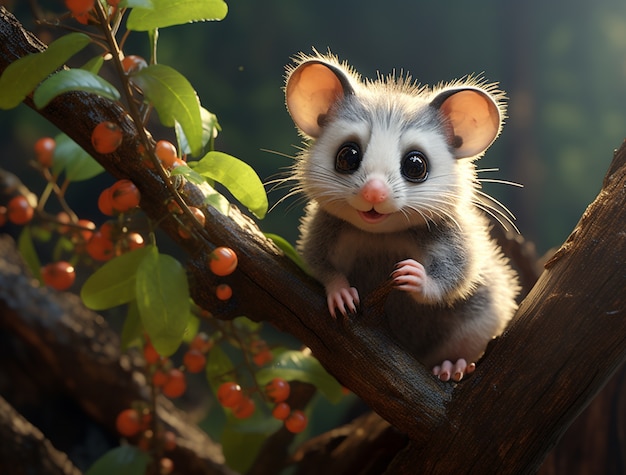 Foto gratuita carino opossum all'aperto