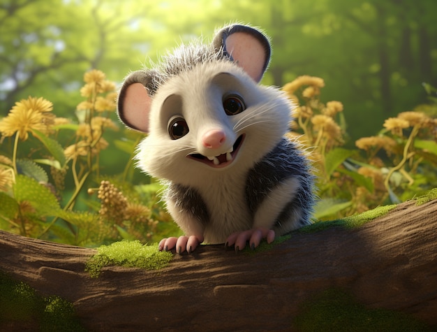 Foto gratuita carino opossum all'aperto