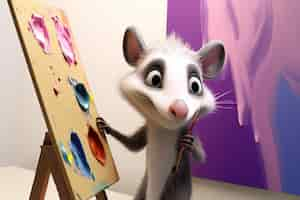 Free photo cute possum painting