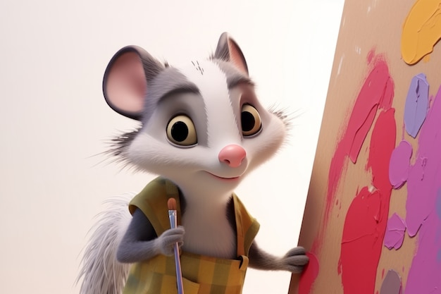 Free photo cute possum painting