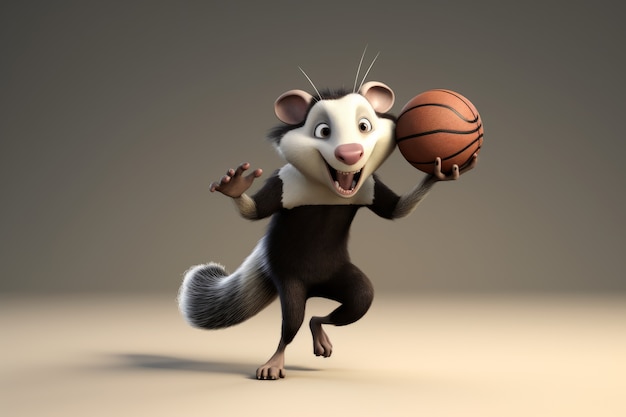 Free photo cute possum playing sport