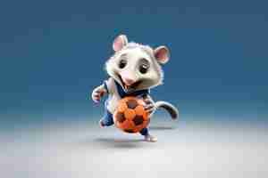 Free photo cute possum playing sport