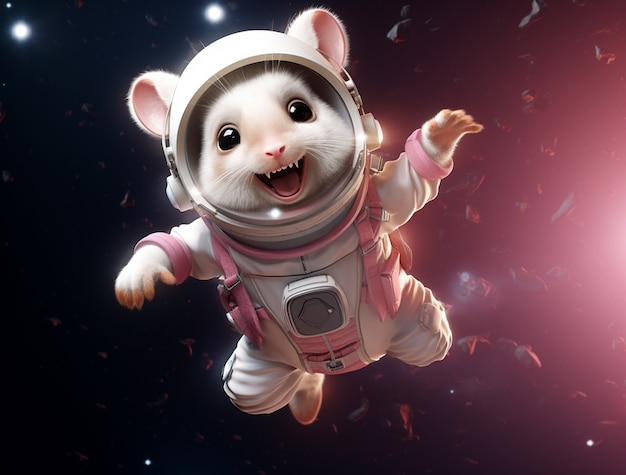 Free photo cute possum wearing astronaut outfit